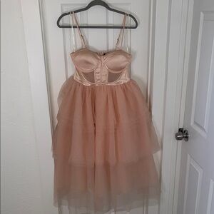 Elegant Blush Satin & Tulle Dress